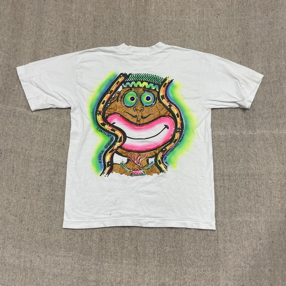 Vintage Street Art Graphic T-Shirt Men Large White 1990s Kanibal Original‎